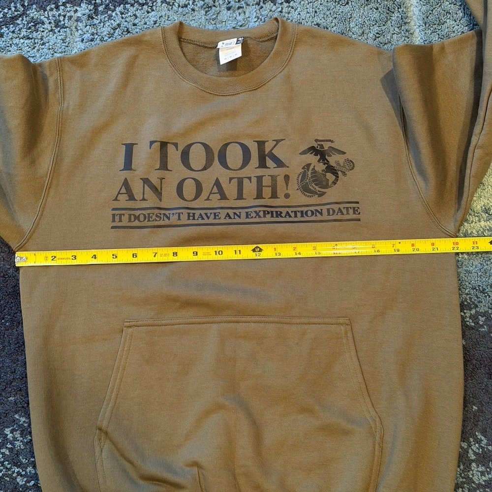 USMC Marine Corps Crewneck Sweatshirt Men's Medium Green Military - Picture 7 of 13